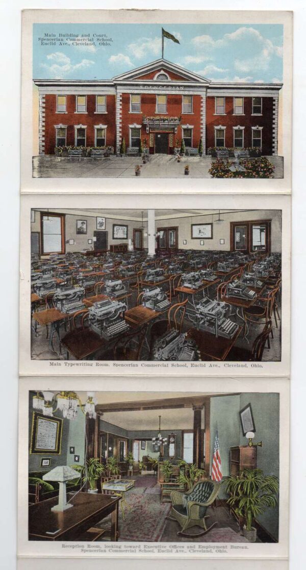 Cleveland Ohio Spencerian Commercial School Souvenir Folder Postcard AA75820 - Image 2