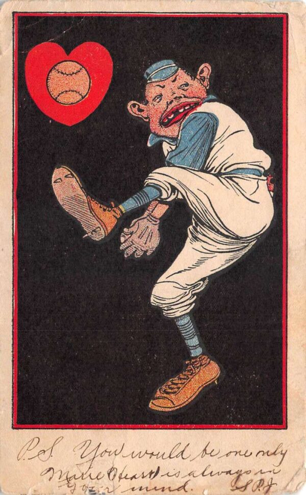 Baseball Greetings Pitcher Throwing Ball Sports Vintage Postcard AA75825