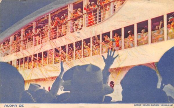 Aloha De Hawaii Ship Leaving Greetings Vintage Postcard AA75838