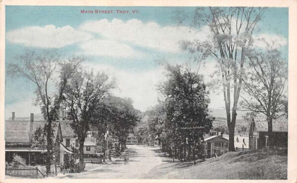 Troy Vermont Main Street, Sky Tinted Vintage Postcard U14275