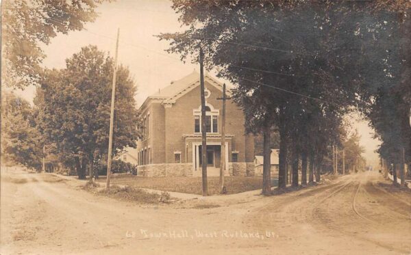 West Rutland Vermont Town Hall, Real Photo Vintage Postcard U14278