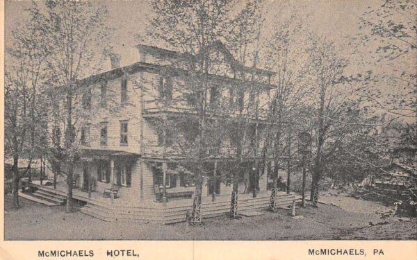 McMichaels Pennsylvania McMichaels Hotel, B/W Lithograph Vintage Postcard U14279