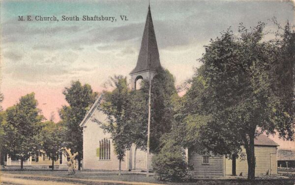 South Shaftsbury Vermont Methodist Episcopal Church, Color Lithograph PC U14289