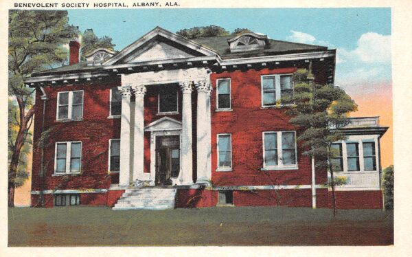 Albany Alabama Benevolent Society Hospital, White Border Vintage Postcard U14316