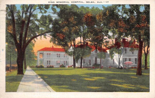 Selma Alabama King Memorial Hospital, White Border Vintage Postcard U14317