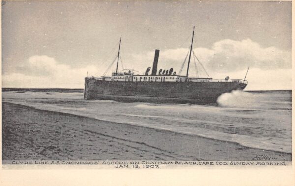 Cape Cod Massachusetts S.S. Onondaga Ashore On Chatham Beach, Vintage PC U14333