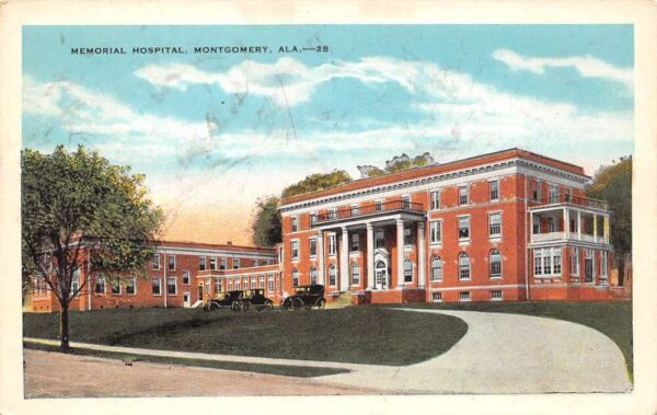 Montgomery Alabama Memorial Hospital, White Border, Vintage Postcard U14343