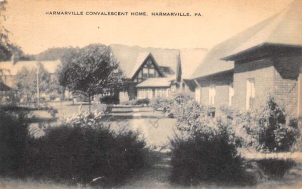 Harmarville Pennsylvania Harmarville Convalescent Home, B/W Lithograph PC U14348