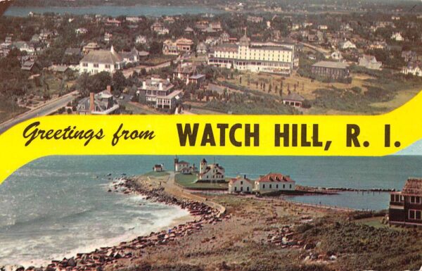 Watch Hill Rhode Island Greetings From Watch Hill, Photochrome Vintage PC U14370