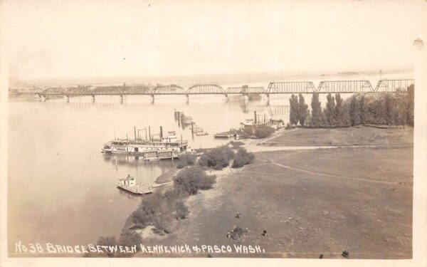 Kennewick Pabsco Washington Bridge and Steamer Real Photo Postcard AA75933