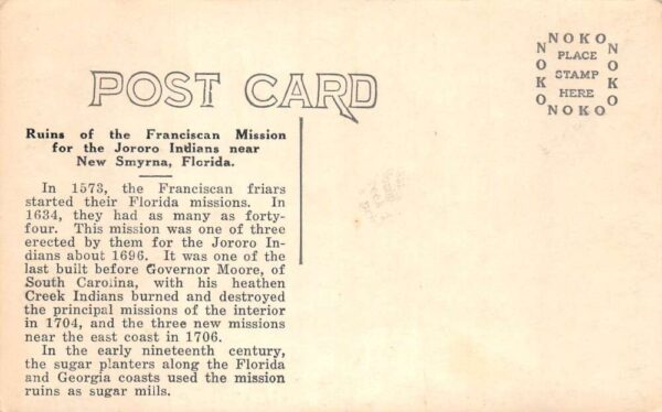 New Smyrna Florida Franciscan Mission Ruins Real Photo Vintage Postcard AA75949 - Image 2