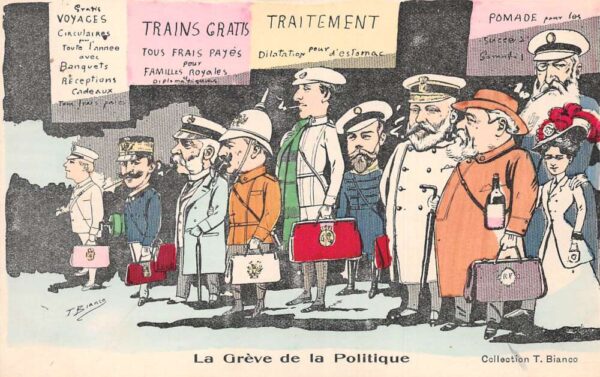 French Political Strike Royalty World Leaders Free Trains Postcard AA75955