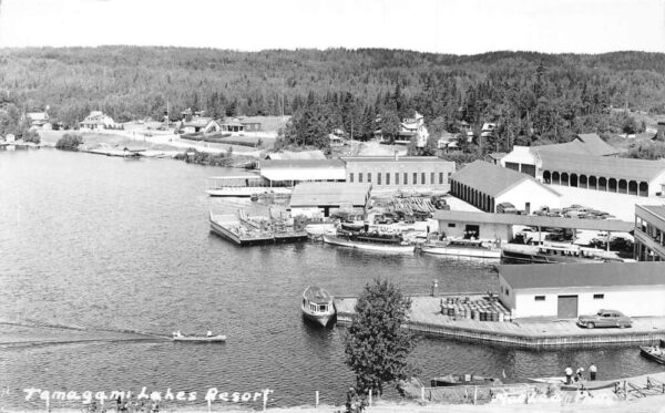 Temagami Lakes Resort Ontario Canada Birds Eye View Real Photo Postcard AA75959