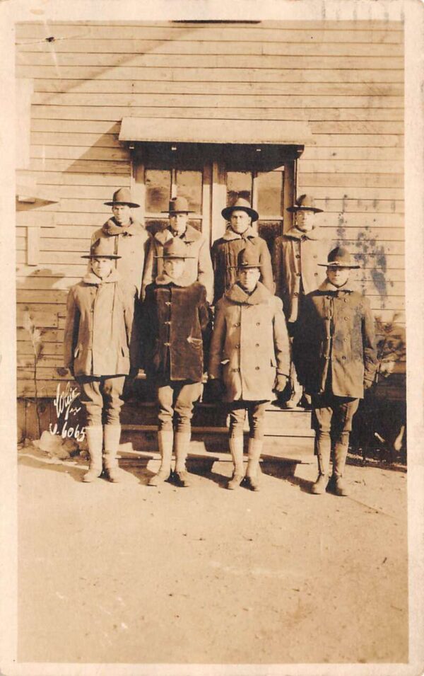 Brooklyn New York Soldiers Winter Coats Real Photo Vintage Postcard AA75969