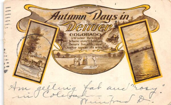 Denver Colorado "Autumn Days" Country Club Golfing Greetings Postcard AA76001