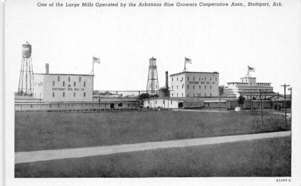 Stuttgart Arkansas Rice Growers Co-Op Mills Water Towers Postcard AA76004