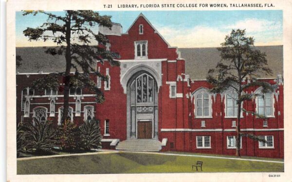 Tallahassee Florida State College for Women Library Vintage Postcard AA76013