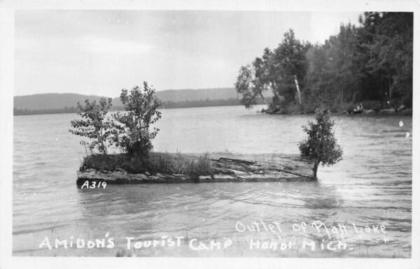 Honor Michigan Amidon's Tourist Camp Plan Lake Real Photo Postcard AA76014