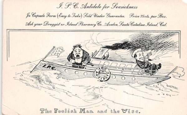 IPC Antidote for Sea Sickness Medicine Ad Vintage Postcard AA76022