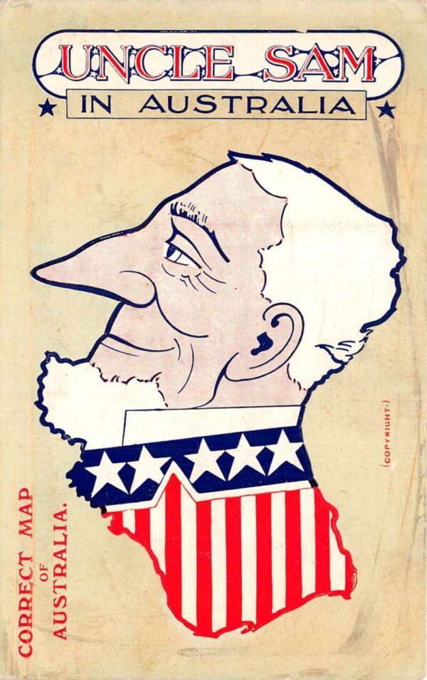 Australia "Correct Map" Uncle Sam Patriotic Greetings Vintage Postcard AA76153