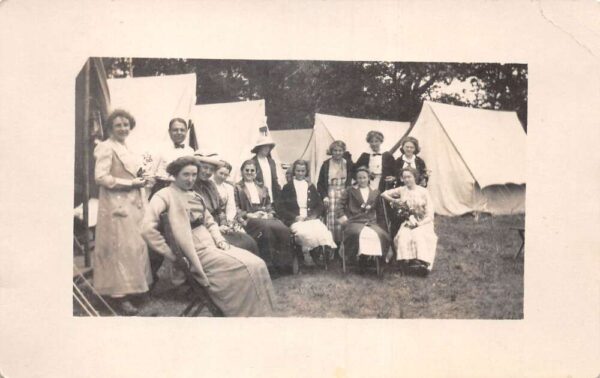 Northfield School Campground Tents Real Photo Vintage Postcard AA76174