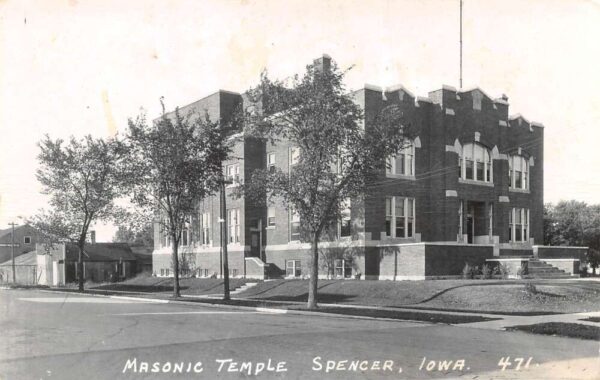 Spencer Iowa Masonic Temple Real Photo Vintage Postcard AA76181