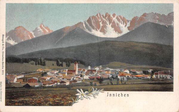 Innichen Italy Birds Eye View Vintage Postcard AA76203