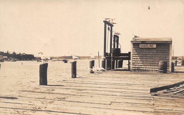 Boothbay Harbor Maine Boat Gas Station Real Photo Vintage Postcard AA76215