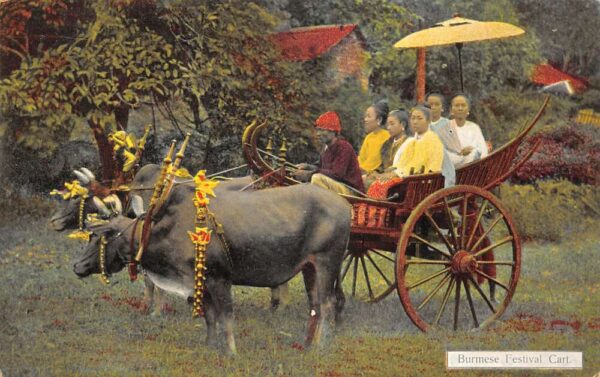 Myanmar Burma Burmese Festival Cart Vintage Postcard AA76335