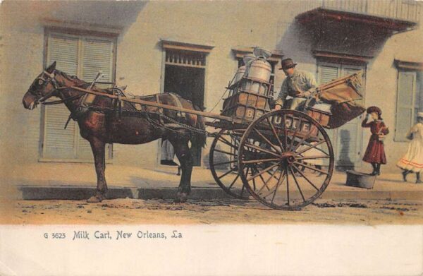 New Orleans Louisiana Milk Cart Vintage Postcard AA76339