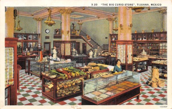 Tijuana Mexico The Big Curio Store Interior Vintage Postcard AA76422