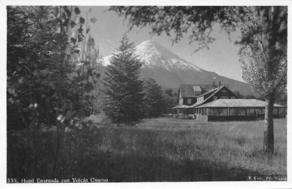 Osorno Chile Volcano and Hotel Ensenada Real Photo Postcard AA76423