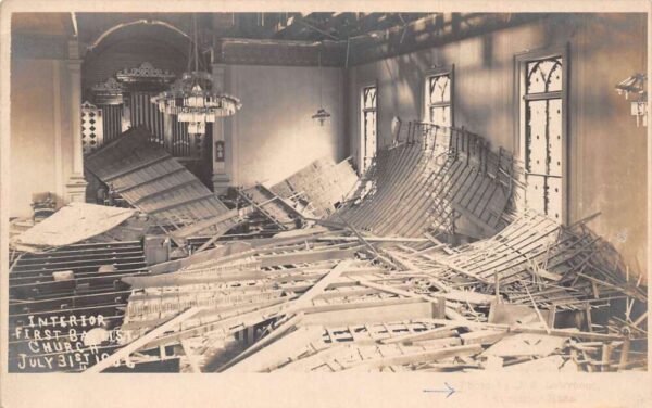 Lawrence Massachusetts First Baptist Church Disaster Real Photo Postcard AA76426