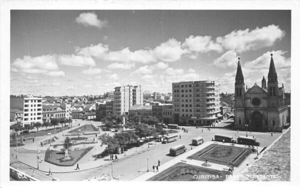 Curitiba Brazil Praca Tiradentes Real Photo Vintage Postcard AA76431