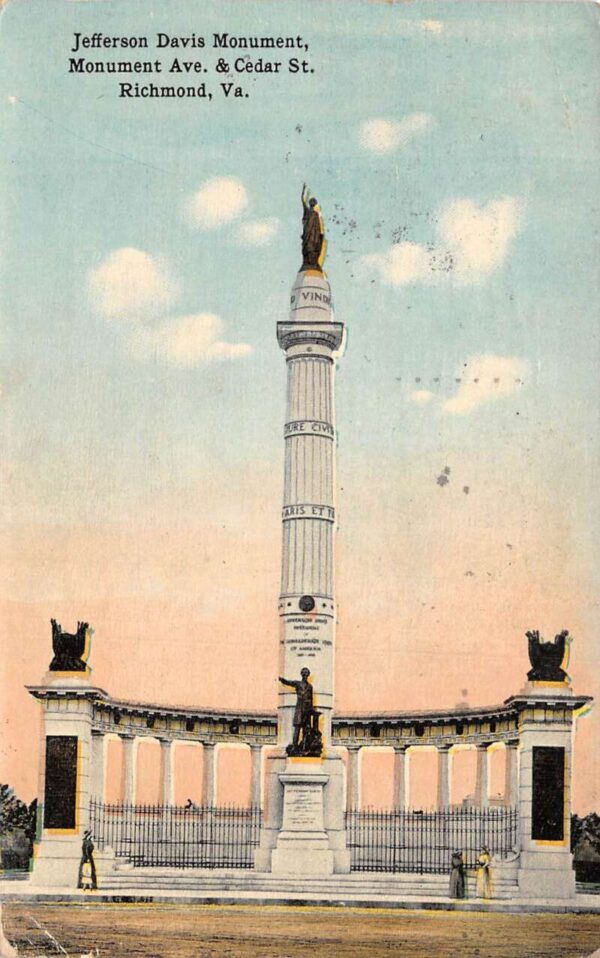 Richmond Virginia Jefferson Davis Monument Vintage Postcard AA76441