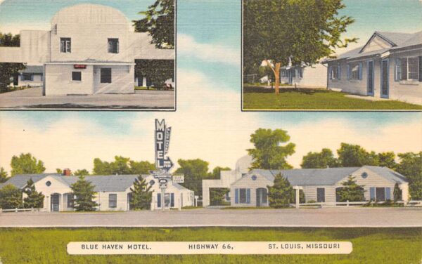 St Louis Missouri Blue Haven Motel Route 66 Vintage Postcard AA76445