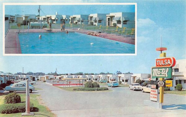 Tulsa Oklahoma Tulsa Motel Route 66 Swimming Pool Postcard AA76447