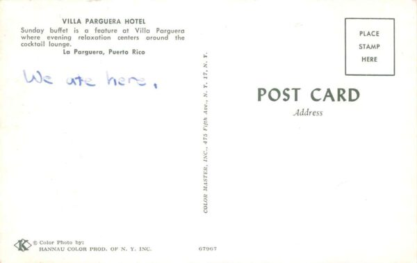 La Parguera Puerto Rico Villa Parguera Hotel Sunday Buffet Postcard AA76450 - Image 2