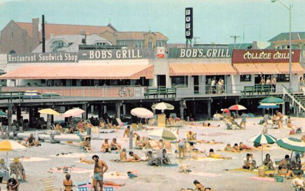 Ocean City New Jersey Beach and Boardwalk at 14th Street Postcard AA76463