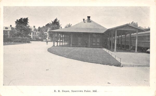 Sparrows Point Maryland Railroad Depot, Undivided Back Vintage Postcard U14688