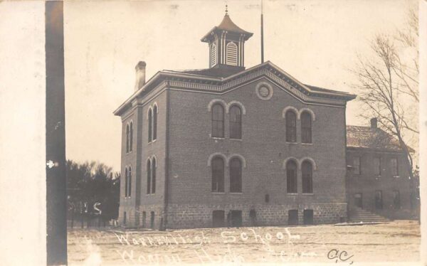 Warren Wisconsin Warren High School, Real Photo Vintage Postcard U14735