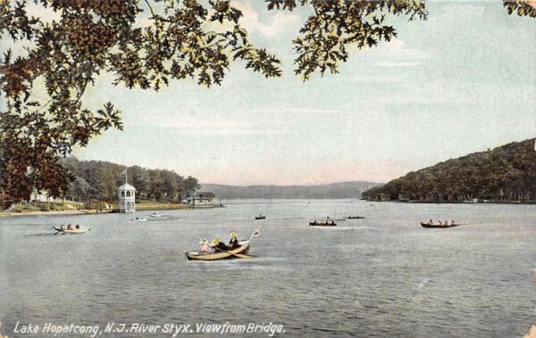 Lake Hopatcong New Jersey River Styx, View From Bridge, Color Lithograph PCU14738