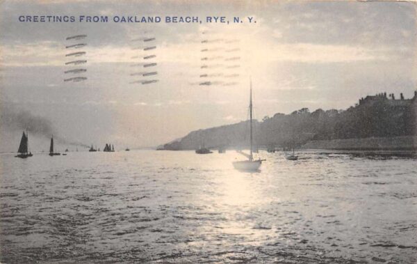 Rye New York Greetings From Oakland Beach, Sailboats, Undivided, PC U14748