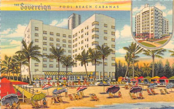 Miami Beach Florida The Sovereign, Pool Beach Cabanas, Color Linen PC U14773