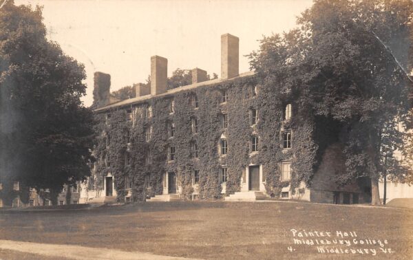 Middlebury Vermont Middlebury College, Painter Hall, Vintage RPPC U14783