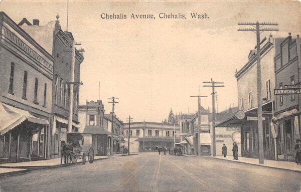 Chehalis Washington Chehalis Avenue, B/W Lithograph Vintage Postcard U14786