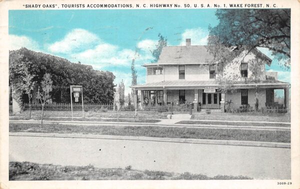 Wake Forest North Carolina Shady Oaks Tourist Home, Sky Tinted PC U14791