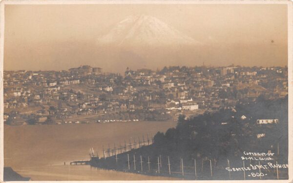 Seattle Washington View Of Seattle & Mt. Rainier, RPPC U14800