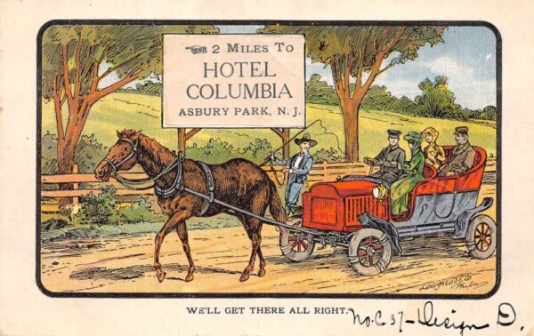 Asbury Park New Jersey Hotel Columbia, Divided Back Vintage Postcard U14828