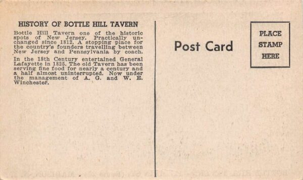 Madison New Jersey Bottle Hill Tavern, B/W Photo Print Vintage Postcard U14839 - Image 2